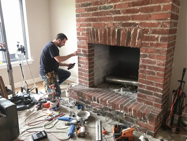 Long Beach Chimney Sweep specialist finalizing chimney liner service in Long Beach, CA