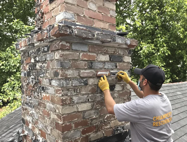 In-progress chimney restoration by Long Beach Chimney Sweep in Long Beach, CA