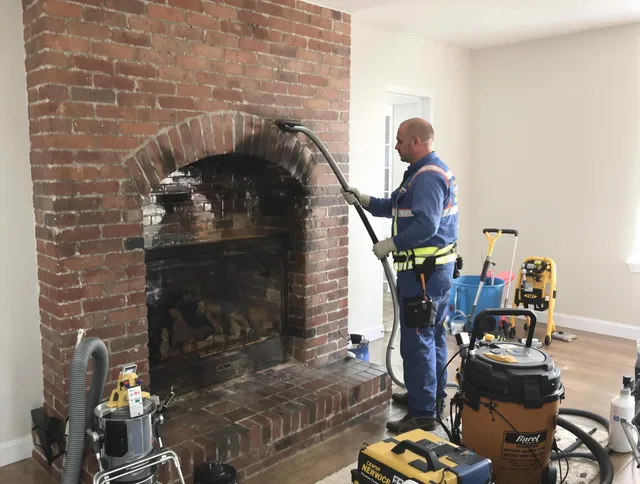Long Beach Chimney Sweep expert performing detailed chimney sweep in Long Beach, CA