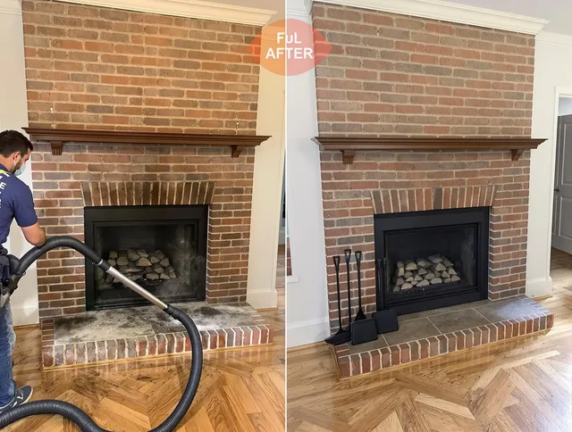 Long Beach Chimney Sweep carefully sanitizing a fireplace in Long Beach, CA