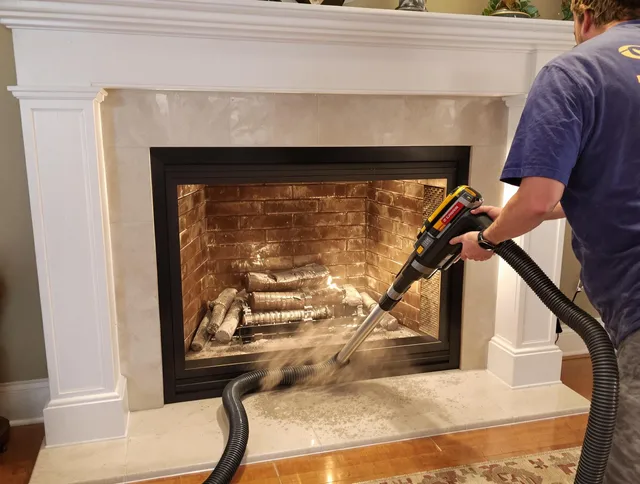Fireplace cleaning performed by Long Beach Chimney Sweep in Long Beach, CA